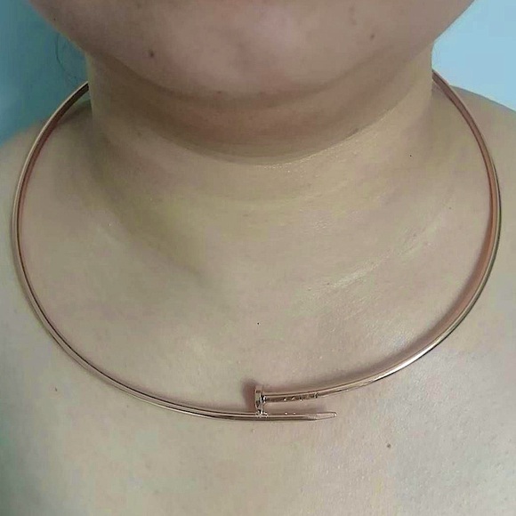 Rose Gold Nail Choker Necklace Luxury Minimalist - Picture 3 of 3